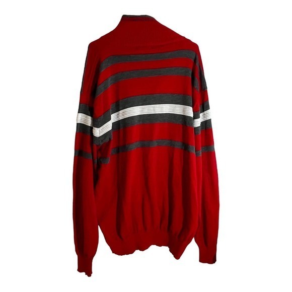Pronti Collection by Phita Mens Red/Gray Striped Long‎ Sleeve Sweater - Picture 3 of 7